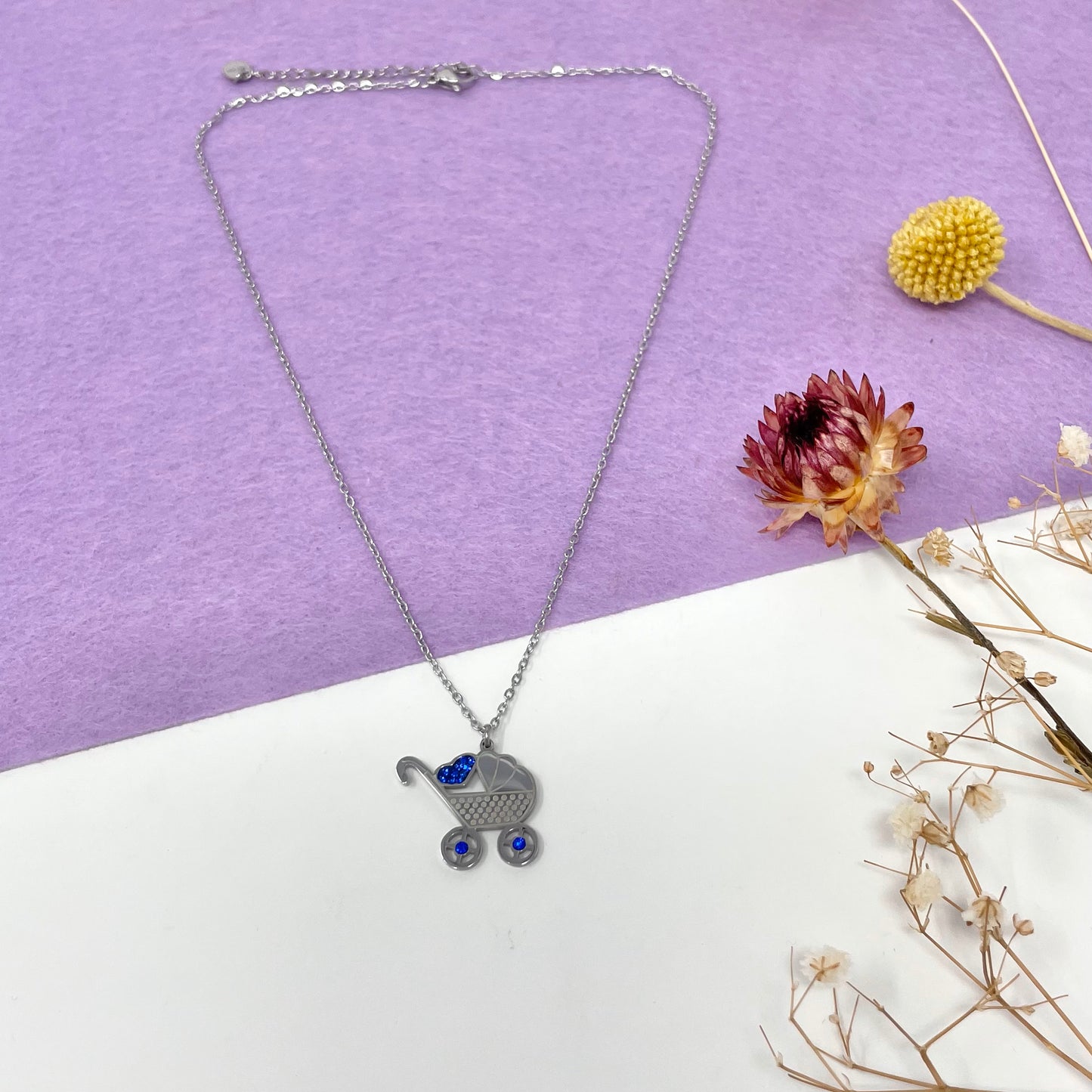 Makupenda - Collana Donna carrozzina cuore base argento