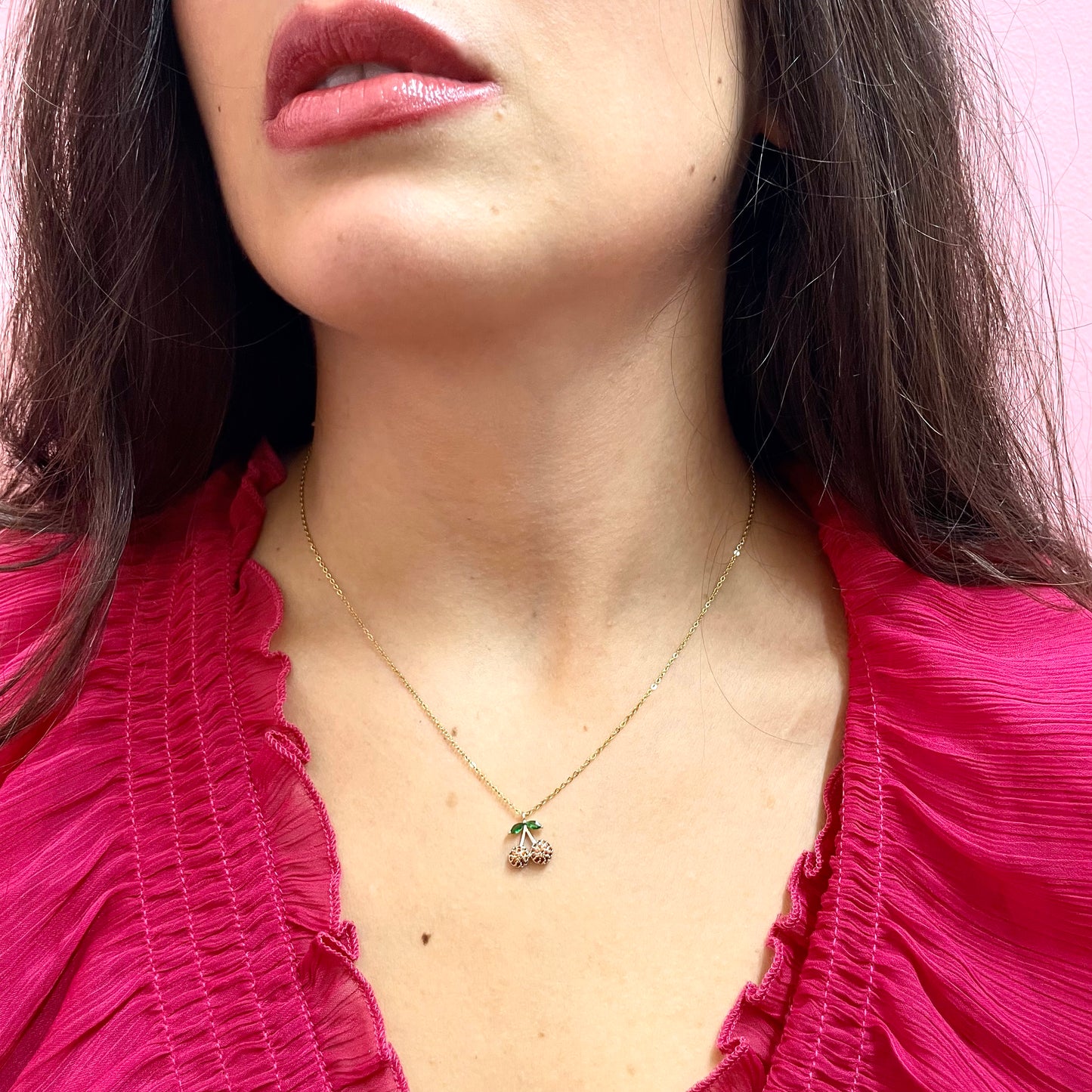 Makupenda - Collana donna ciliegia strass