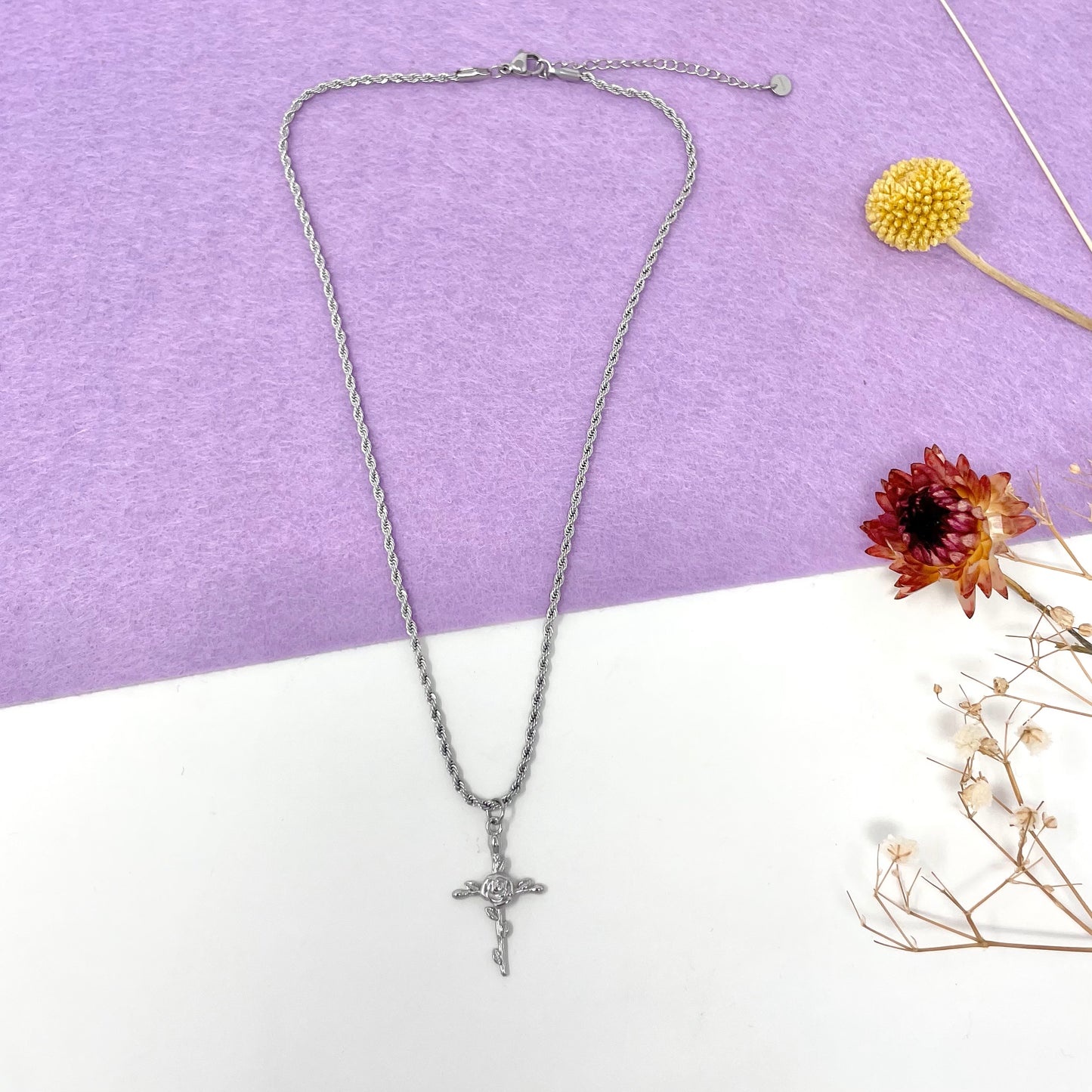 Makupenda - Collana Donna croce con rosa
