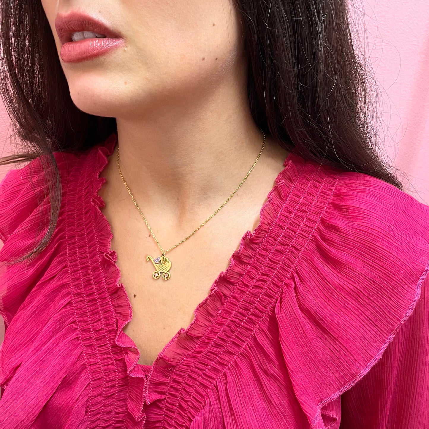 Makupenda - Collana Donna carrozzina cuore base oro