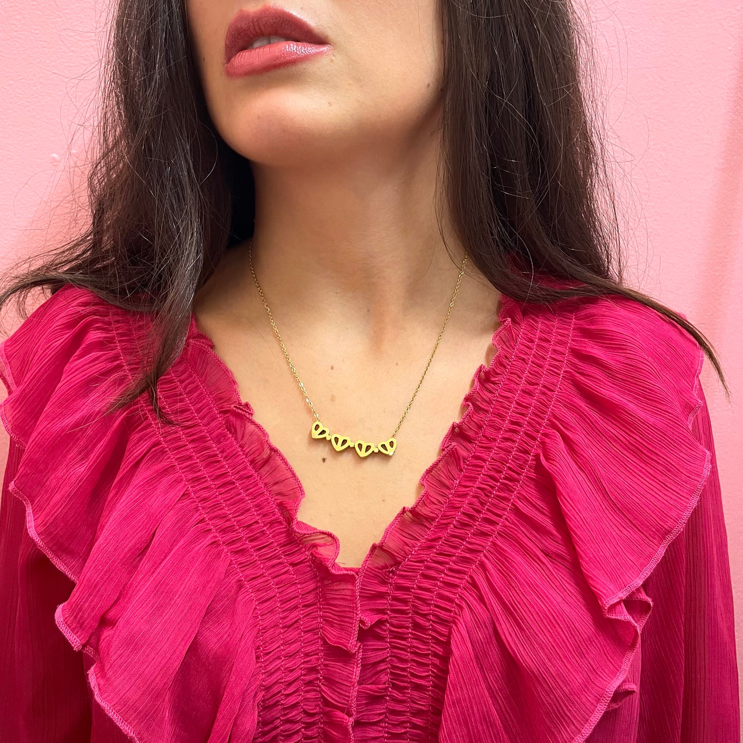 Makupenda - Collana Donna quadrifoglio che si apre a cuori pietre