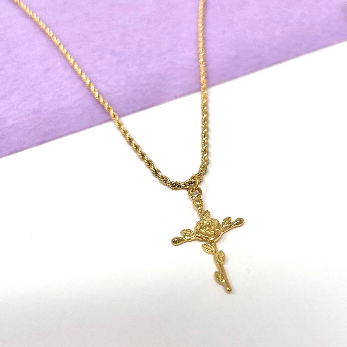 Makupenda - Collana Donna croce con rosa