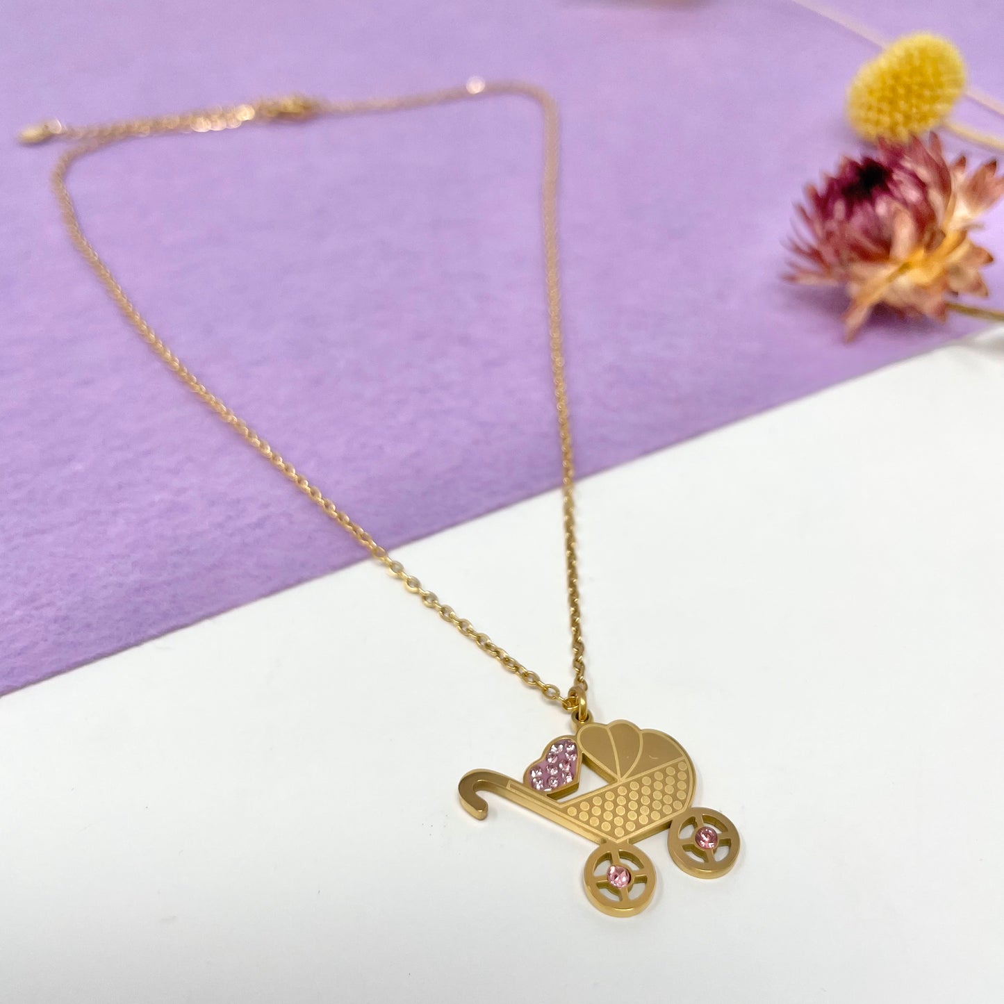 Makupenda - Collana Donna carrozzina cuore base oro