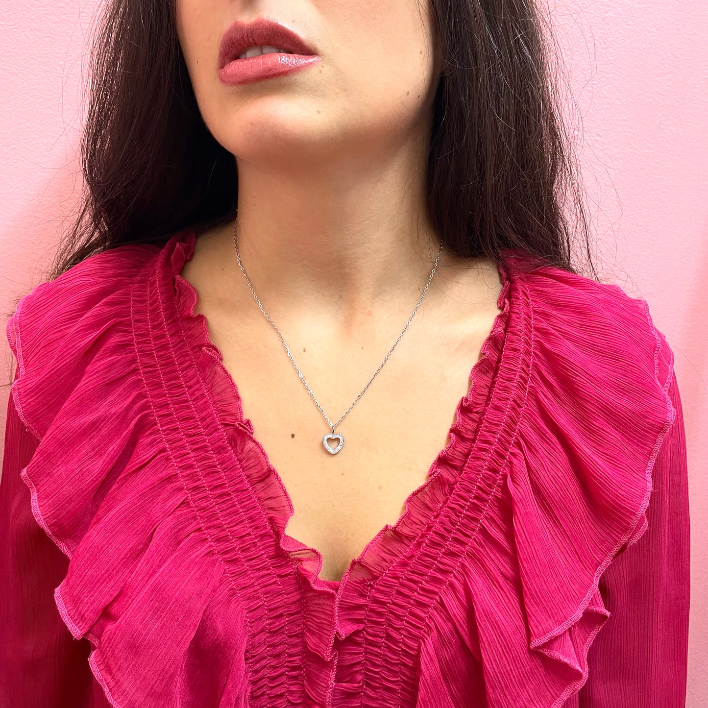 Makupenda - Collana Donna cuore forato con strass