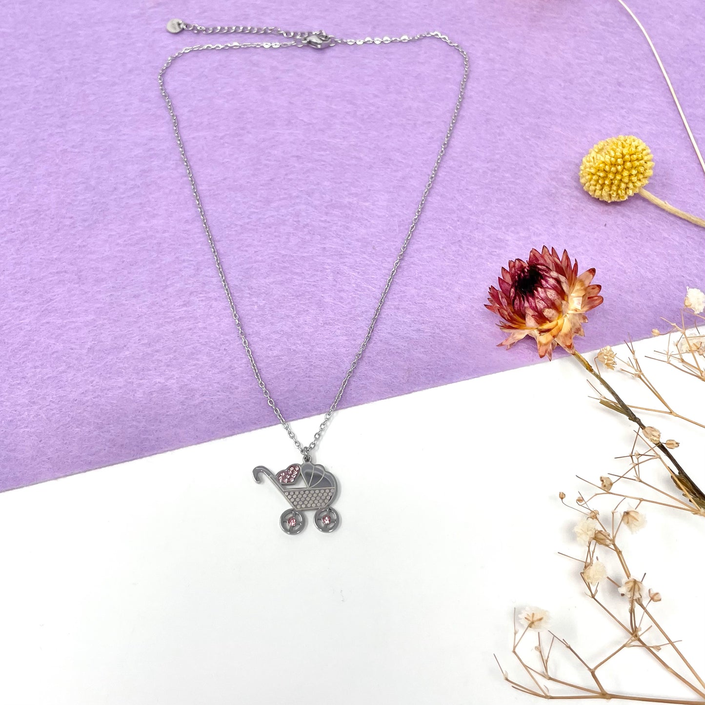 Makupenda - Collana Donna carrozzina cuore base argento