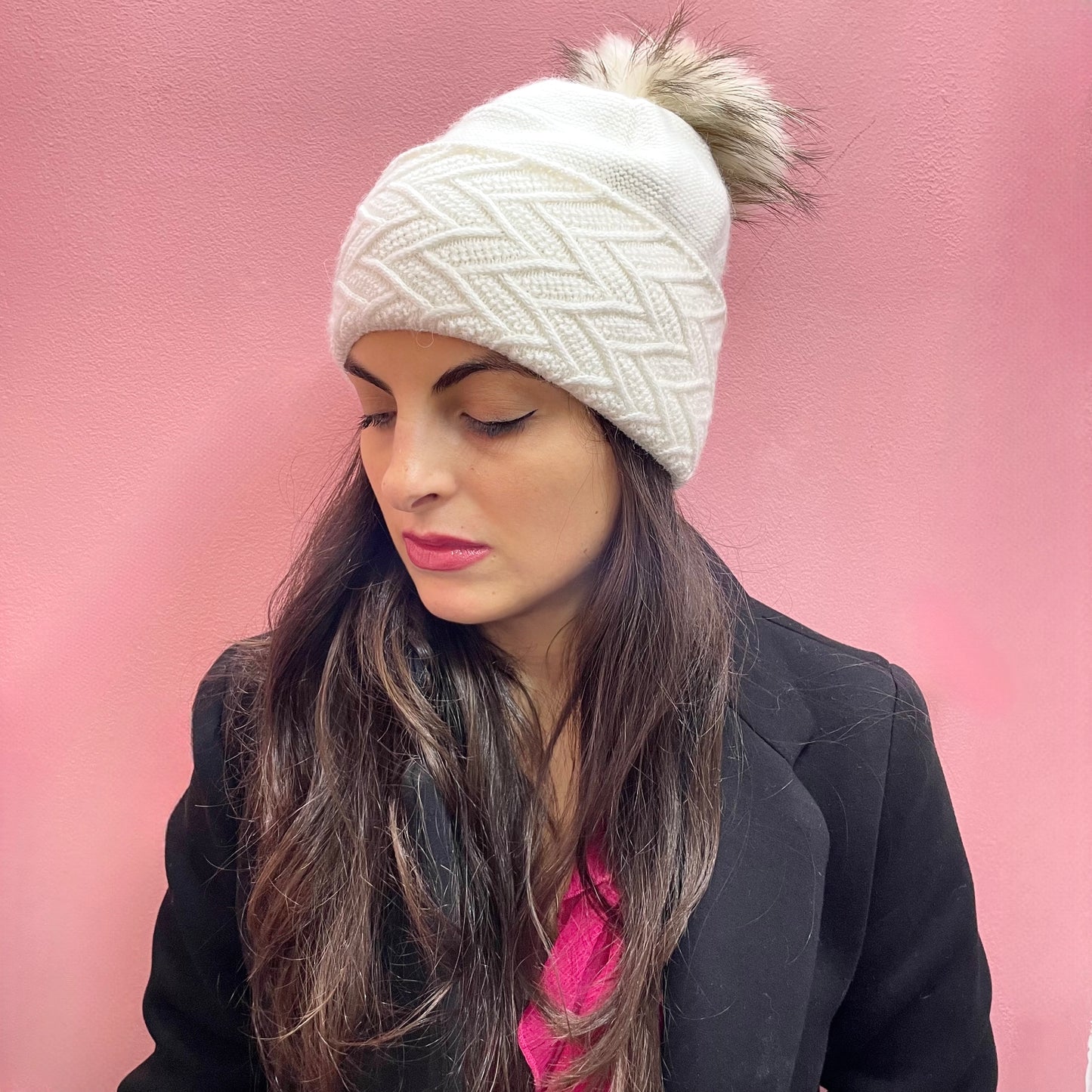 Makupenda - Cappello Donna berretto intrecciato pompon