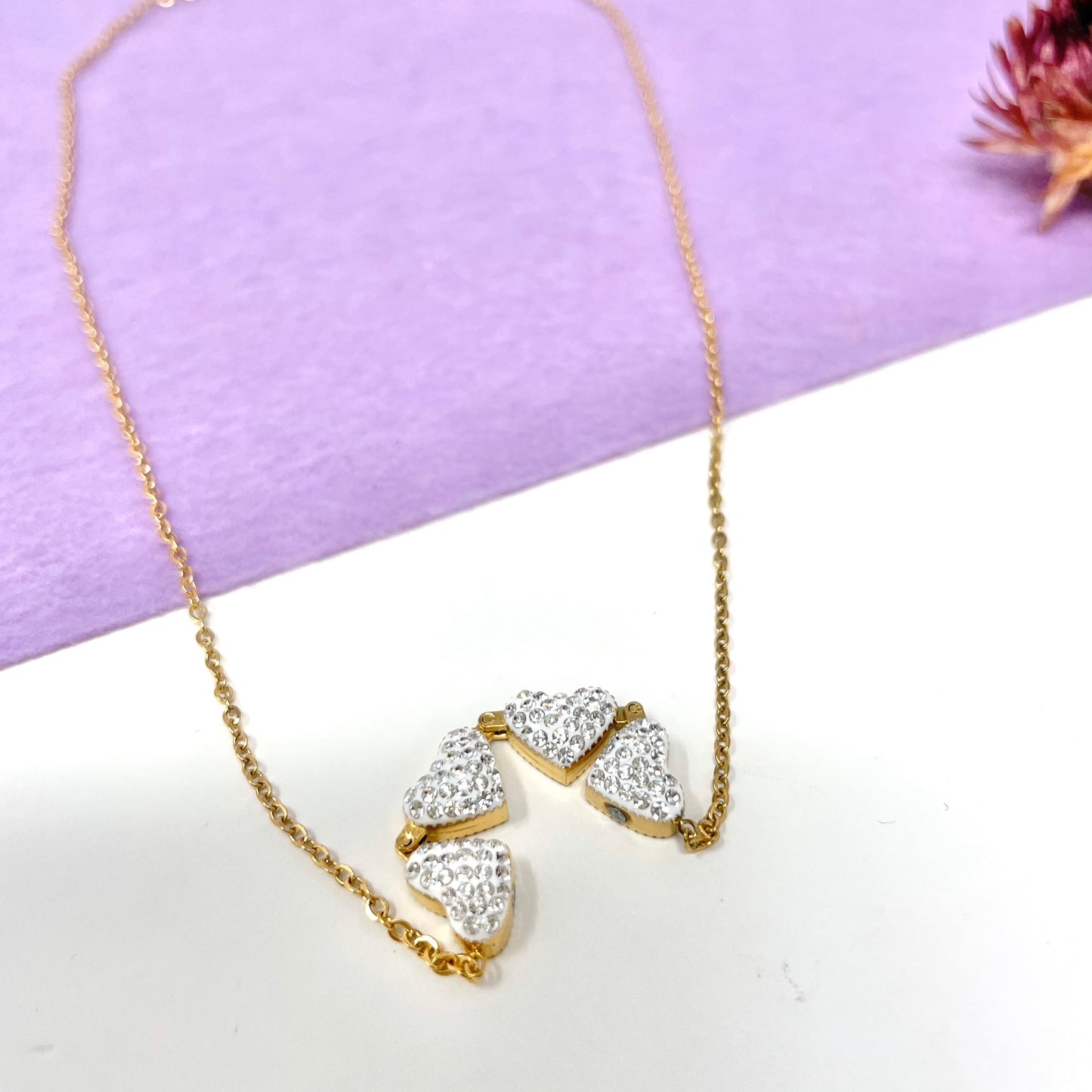Makupenda - Collana Donna quadrifoglio che si apre a cuori strass