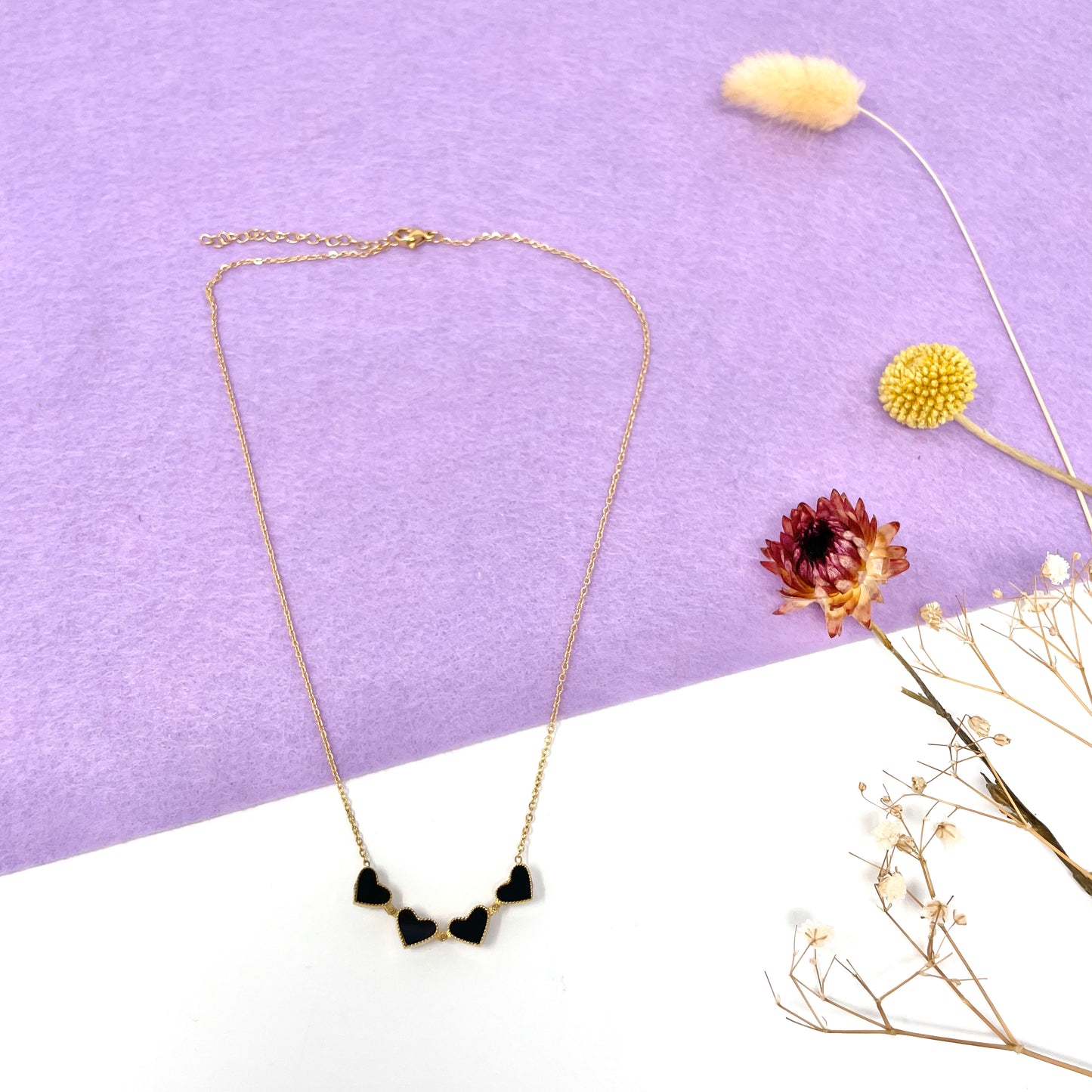 Makupenda - Collana Donna quadrifoglio che si apre a cuori strass