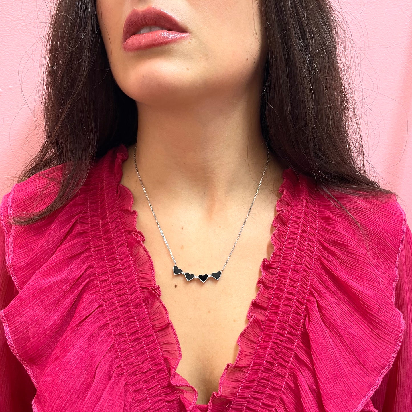 Makupenda - Collana Donna quadrifoglio che si apre a cuori madreperla