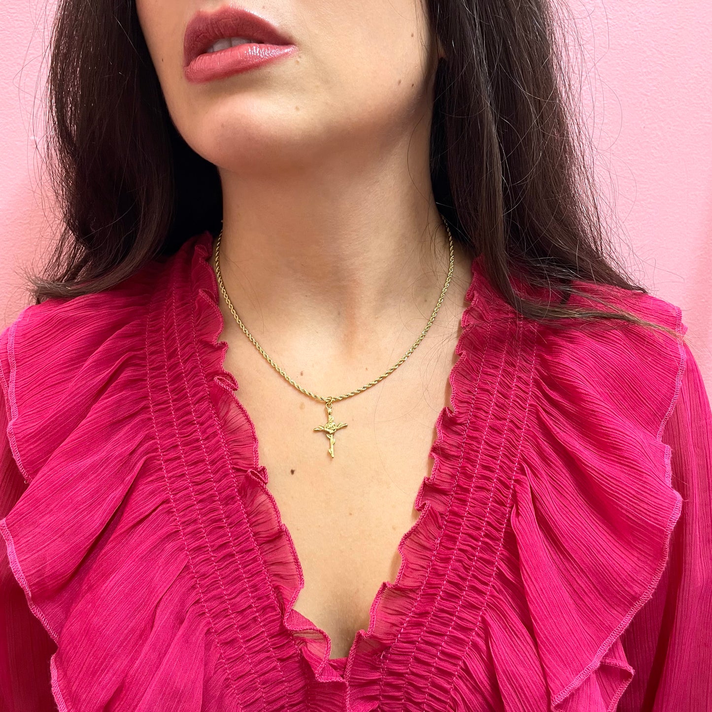 Makupenda - Collana Donna croce con rosa