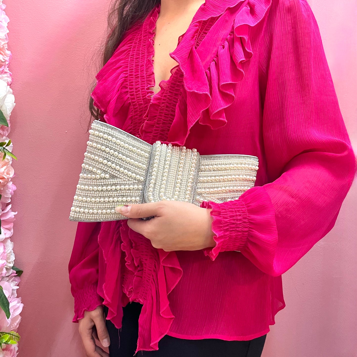 Makupenda - Pochette Donna fiocco perle e strass