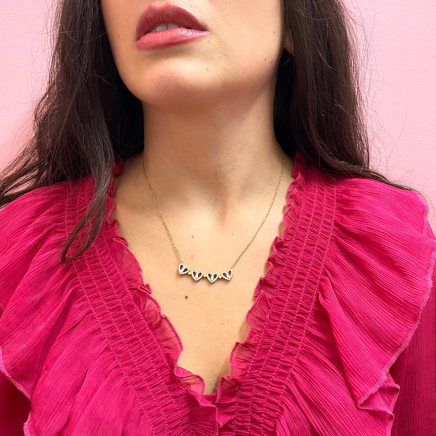 Makupenda - Collana Donna quadrifoglio che si apre a cuori pietre