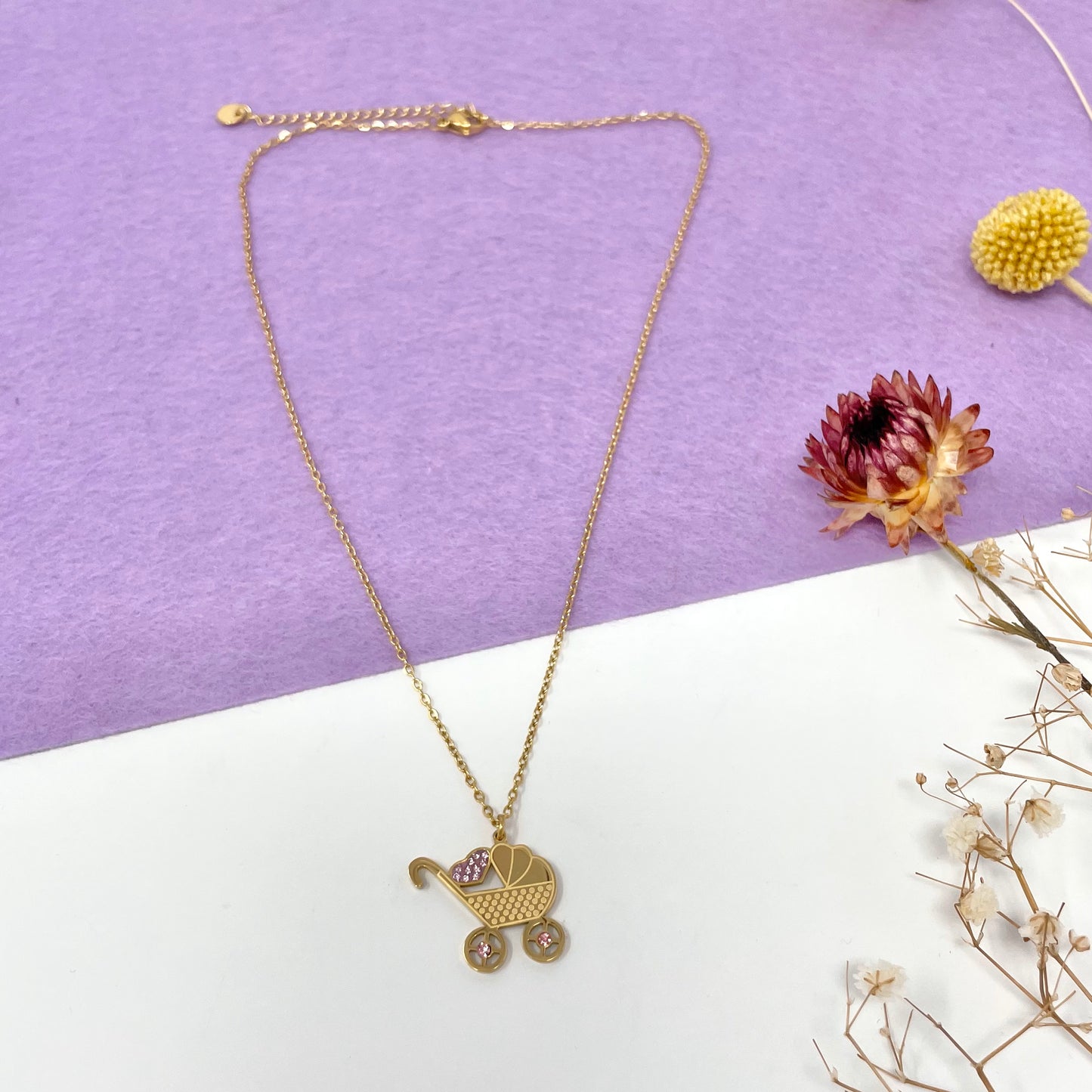 Makupenda - Collana Donna carrozzina cuore base oro