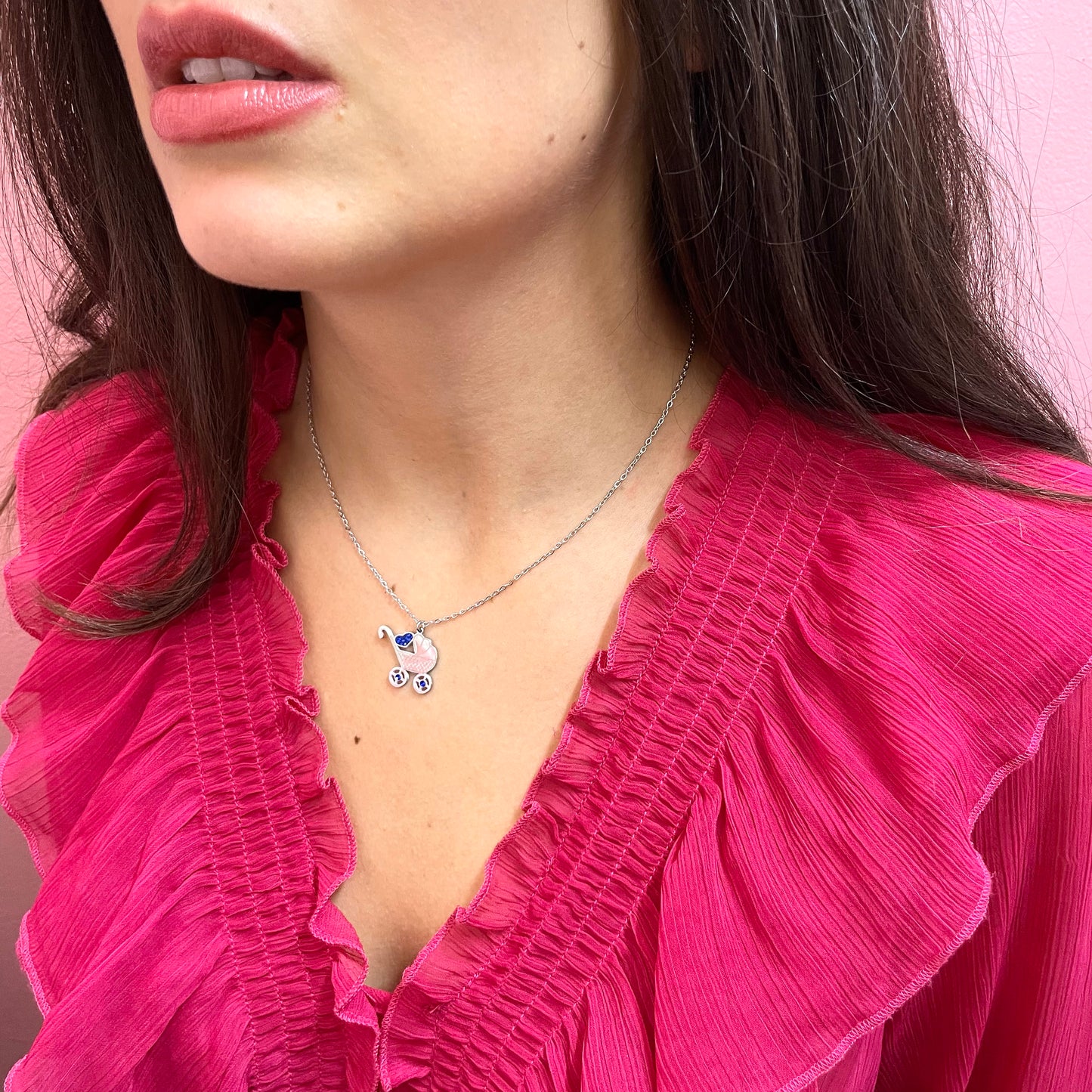 Makupenda - Collana Donna carrozzina cuore base argento
