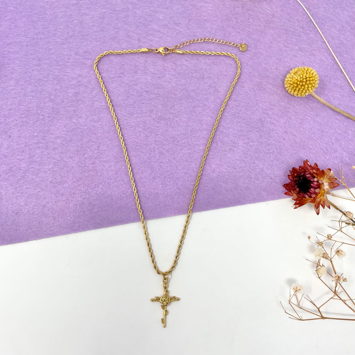 Makupenda - Collana Donna croce con rosa
