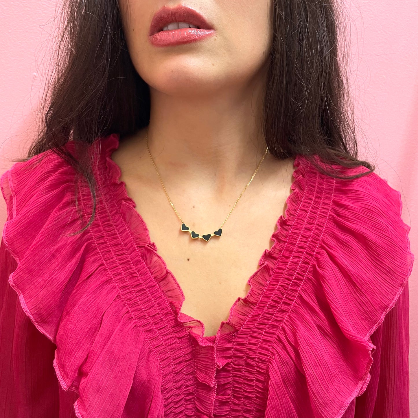 Makupenda - Collana Donna quadrifoglio che si apre a cuori strass