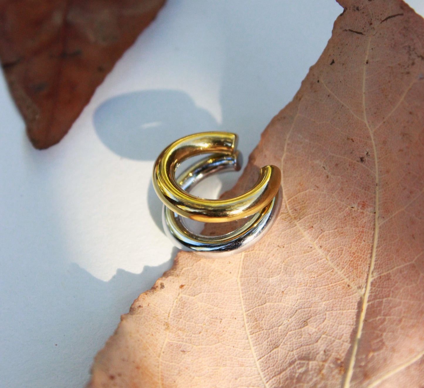 Earcuff Orecchino Mono Donna Bicolor Argento e Oro