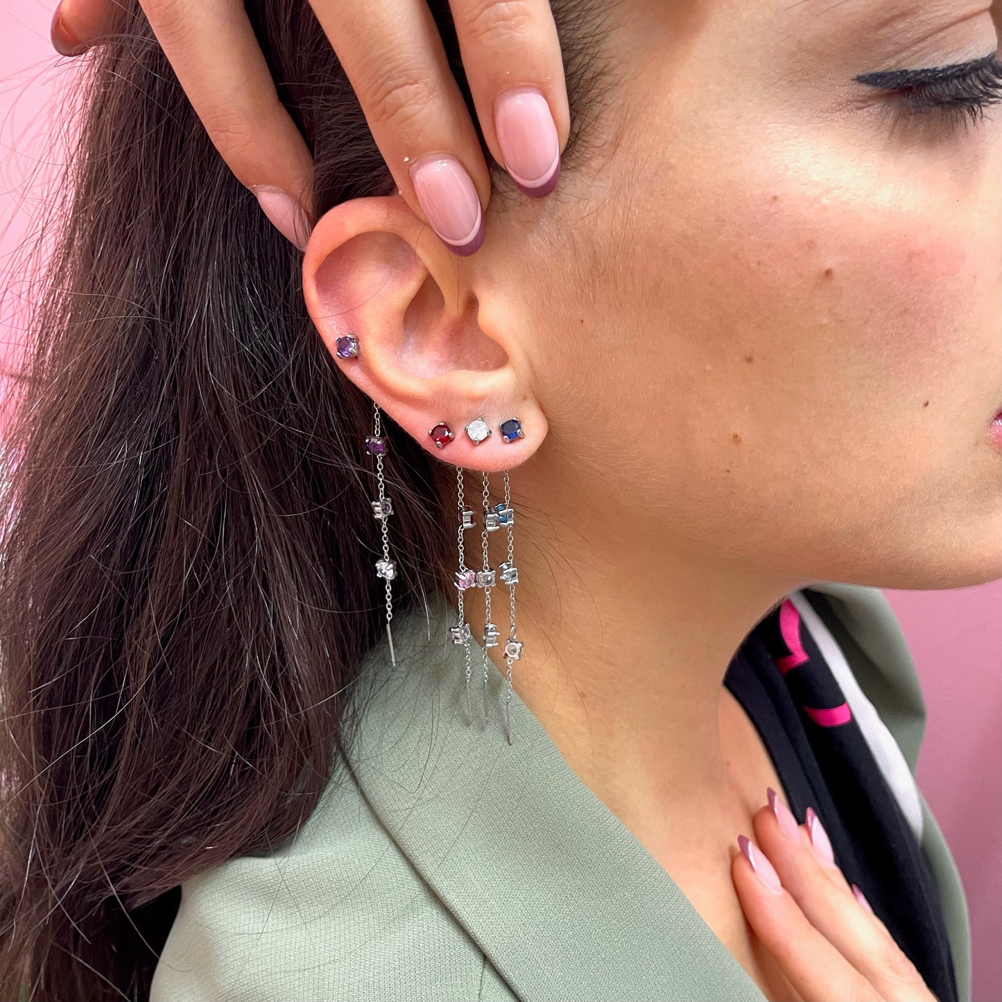 Makupenda - Orecchino Donna mono cascata luce base argento