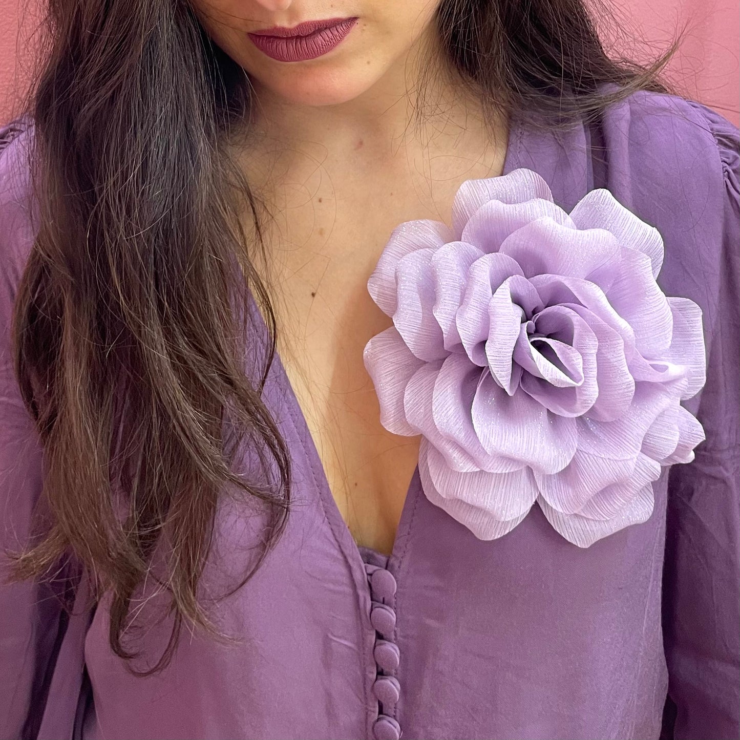 Makupenda - Spilla Donna fiore tessuto