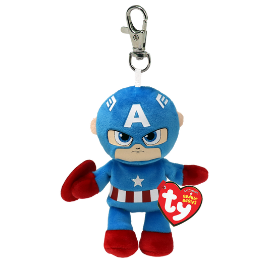 Ty - Portachiavi clips Marvel Captain America peluche