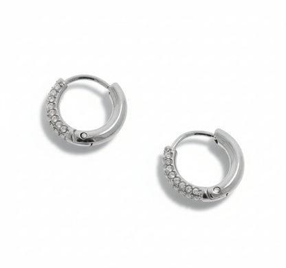 Orecchini Donna Cerchi con Strass Mini